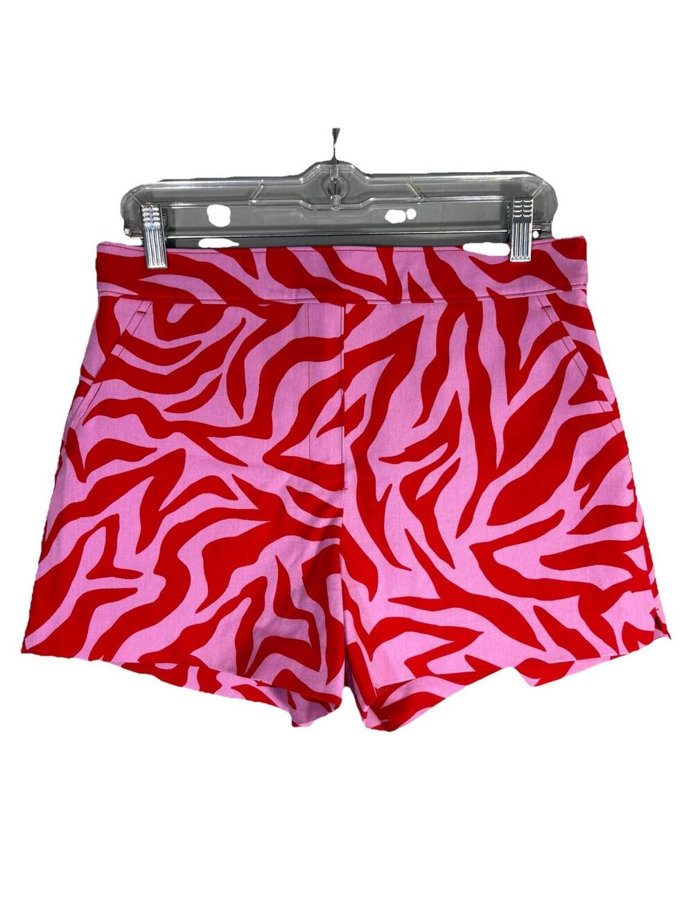 SPANX M Pink Red Zebra Print Stretch Chino Shorts Pull On High Rise Resort